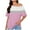 Pink, variant on JTZGDY Womens Summer Off Shoulder Tops Loose Fit Casual Striped Color Block Printed Short Sleeve T Shirts One Shoulder Tops Trendy Sexy Cute Tunic Tee Mint Green L