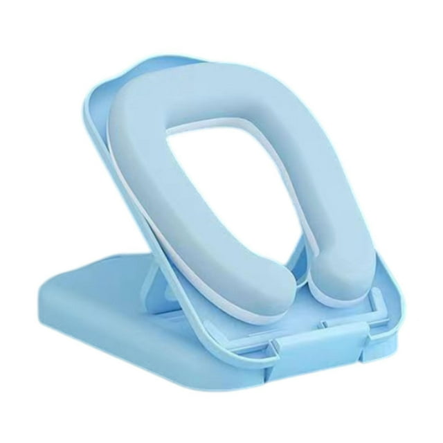 Almohada para siesta en forma de U, cómoda, plegable, portátil, para escritorio, para adultos y niños, almohada de viaje multifunción, funda lavable Azul