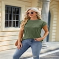 thumbnail image 4 of LYMAYTER Hauts Texturés à Manches Courtes Col Rond pour Femmes Été Décontracté T-Shirts Tricotés Blouses pour S-2TG, 4 of 10