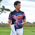 thumbnail image 3 of Rateoe Abstract Line Turtle Pattern Men's Short Sleeve Polo Shirts, Golf Polo Shirts Short Sleeve Performance Moisture Wicking Dry-Small, 3 of 6