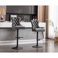 thumbnail image 4 of Guyou Modern PU Leather Swivel Bar Stools Set of 2, Adjustable Upholstered Curved Backrest Bar Stools with Button Tufted and Nailhead Decoration, Grey, 4 of 13