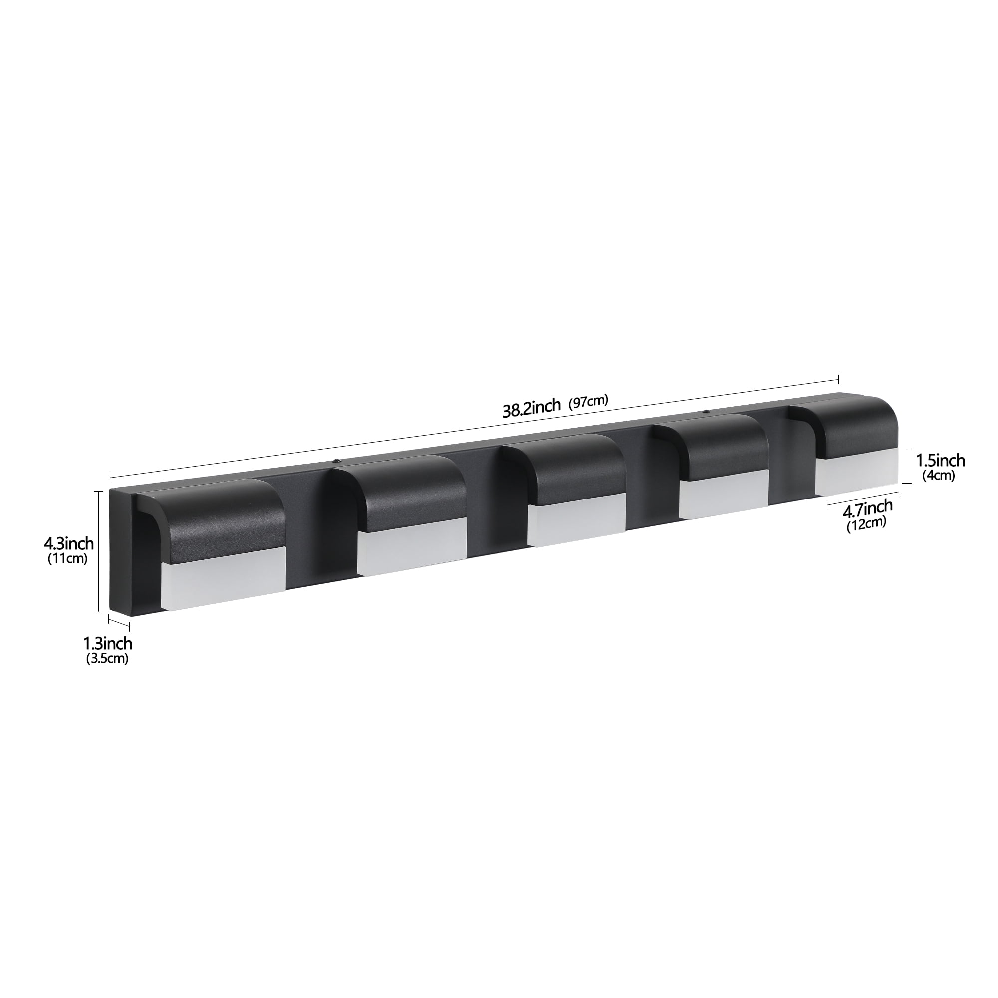 5-Light 32.3 Inch Vanity Light Fixtures , Matte Black Modern Acrylic Bathroom Wall Lighting Fixtures for bathroom lights (Cool White 6000K)