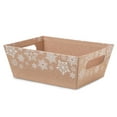 thumbnail image 1 of Pack Of 6, Kraft Snowflakes Large Wide Base Market Tray 5.5" X 7.5"X 3.5" For Gourmet Gift Baskets, Food Baskets, 1 of 1