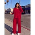 thumbnail image 5 of MINTREUS Women's Pajama Set Long Sleeve Sleepwear Set Soft Two Piece Matching Set with Pockets, 5 of 6