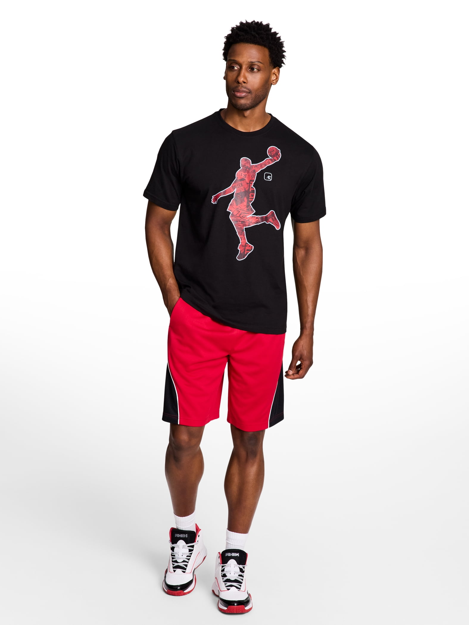 AND1 Men's and Big Men's Active Enforcer Short, 10" Inseam, up to Size 5XL