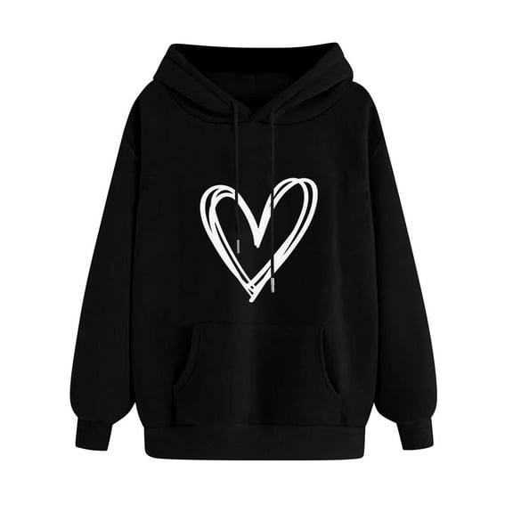 Uootdi Love Gift Graphic Hoodies for Women Long Sleeve Pullover Hoodie Loose Fit Hooded Outfits Women Fashion Clothing