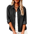 thumbnail image 2 of Vetsdori Women's Long Sleeve Shirts Demin Collar Button down Blouses Plain,Loose Trendy Pockets Tops for Ladies Trendy, 2 of 9