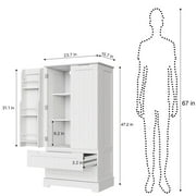Aiho Storage Cabinet with 2 Doors & 2 Drawer, Pantry Cabinet for Kitchen, Studio, Living Room - White