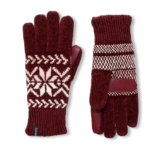 Isotoner Chenille Snowflakes Gloves - A30636 (Blackberry, O/S)