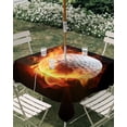 thumbnail image 3 of Square Outdoor Tablecloth with Umbrella Hole Golf Ball Outside Table Cloth Waterproof Patio Table Cover Sport Modern Glowing Burning Classic Art Zipper Tablecloths for Picnic Party Camping 60x60 Inch, 3 of 8