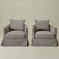 thumbnail image 4 of Slate Gray Polyester Upholstered Swivel Barrel Armchair Set of 2 with Removable Washable Slipcover for Living Room, Bedroom, Feather Blend Cushion, Solid Wood Frame, Pillow Back Fully Assembled, 4 of 16