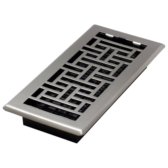 Decor Grates AJH410-NKL Oriental Floor Register, 4x10 Inches, Brushed Nickel Finish