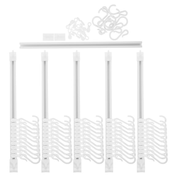 TAILTOSS 6 Sets Wall Mounted Rail Hook Sliding Rail Hooks Plastic Storage Organization for Kitchen Use