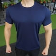 thumbnail image 5 of Mens Short Sleeve Muscle T-Shirt Bodybuilding Athletic Training Tee, Muscle Fit Crew Neck Fitness Top, Quick Dry 4-Way Stretch Performance Base Layer Solid Color, 5 of 7