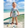 thumbnail image 5 of Cenuakty Baby 6M 12M 18M Boy Summer Romper Casual Golf-themed Embroidered Striped Crew Neck Short Sleeve Infant Jumpsuit, 5 of 9