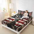 thumbnail image 4 of Manfei American Flag Print Bed Sheets,Jungle Wildlife Elk King Sheets,Red Blue Brown Sheet Set For Girls Boys,Luxury Bedroom Decor,4pcs, 4 of 7