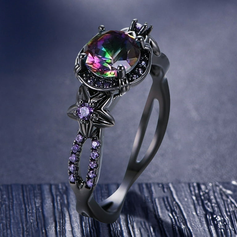 Color Diamond Black Fashion Ring Ring All- Purple Ring Acrylic Rings Size 6  Pretty Rings Dome Rings Little Girl Adjustable Rings Diamond Ring Thumb