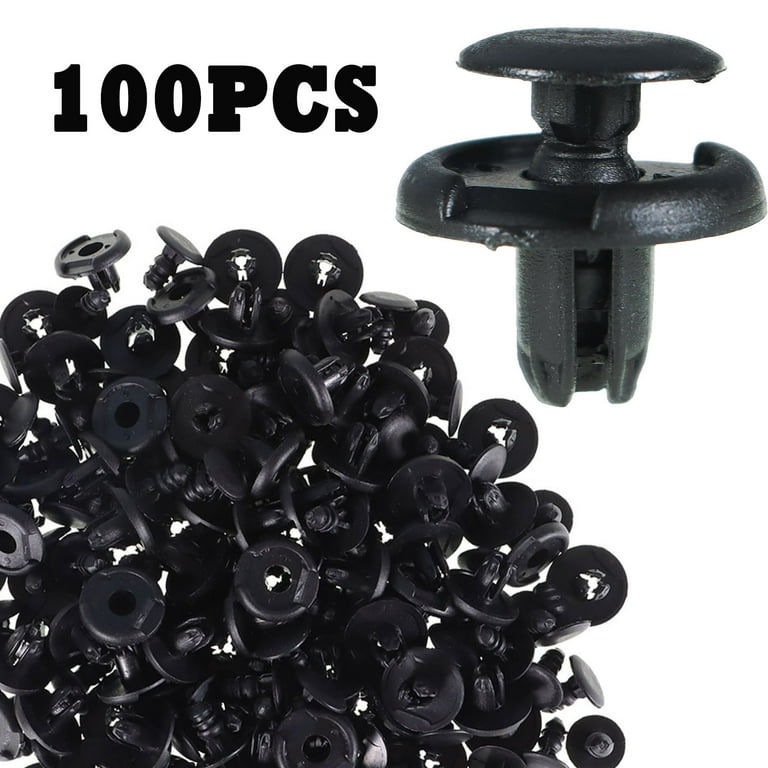 100 Pcs Honda Fender Liner Clips - 8mm Push Type Retainer Fasteners, Black Nylon
