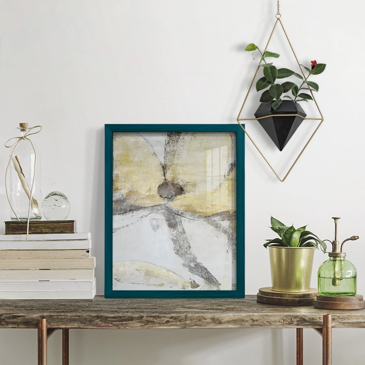 Une Fleur I - Framed Print w/glass - Ocean Blue