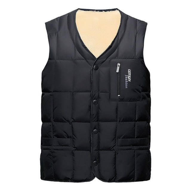 Chaleco de algodón con plumón para hombre de mediana edad, talla grande, corto, para otoño e invierno, con forro polar