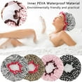 thumbnail image 4 of 4 Pieces Waterproof Shower Cap,Shower Caps for Women, Elastic Reusable Bathing Hair Cap Environmental Protection Hair Bath Caps, Double Waterproof Layers Bathing Shower Hat, 4 of 5