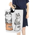 thumbnail image 4 of Yayeee Freestanding Laundry Hamper with Handle Collapsible Large Storage Basket for Clothes, Gray Cute Chubby Cat, 4 of 7