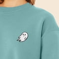 thumbnail image 5 of Dalix Ghost Embroidered Fleece Relaxed Boxy Fit Long Sleeve Crewneck Sweatshirt Womens in Arctic Blue S Small, 5 of 5