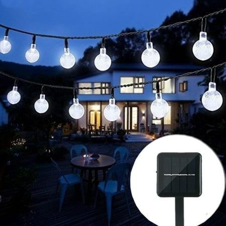 Deco Outdoor Lighting Solar String Light Globe 20ft 30 LED Crystal Balls Outdoor Home Decor LED Fairy Lights ()