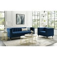 thumbnail image 2 of Liv Navy/Gold Velvet Sofa - Line Stitch Tufted, Gold Nailhead Trim and Tapered Gold Legs Tip, Square Arm, 2 of 10