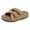 Khaki, variant on Cork Footbed Sandals for Women Leopard Print Buckle Strappy Flat Shoes Comfortable Platform Slippers with Arch Support Brown Size 9.5