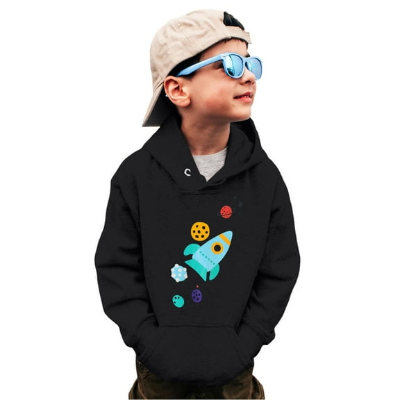 Zhaoag Toddler Boys Hoodie Cartoon Rocket Printed Hooded Sweatshirt Casual Unisex Hoodies