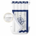 thumbnail image 2 of Blue Compass Nautical No Hook Shower Curtain Waterproof, Bathroom Curtains with Snap in Liners and See Through Top Window, Coastal Abstract Art Retro Hotel Style Bathtub Curtains Shower 36"Wx72"L, 2 of 8