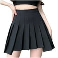 thumbnail image 2 of Elainilye Fashion Pleated Skirt Fancy High-Waist Slim Elastic Casual Pleated Frilly Skirt,Black, 2 of 4