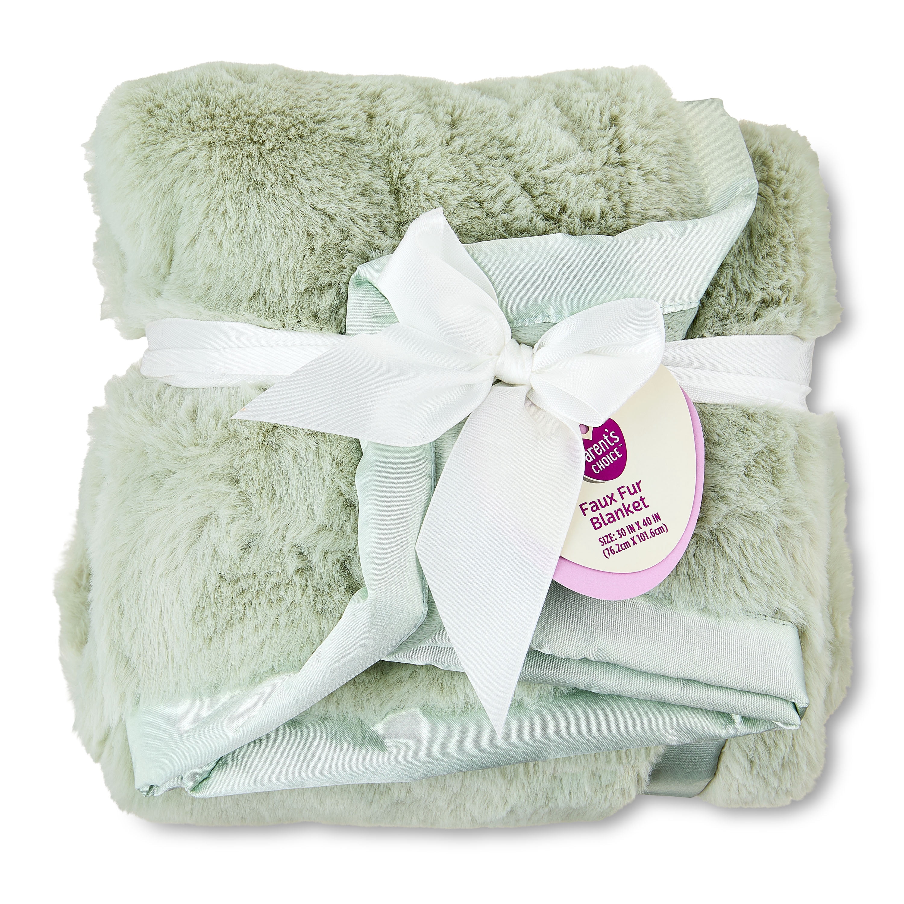Parent's Choice Faux Fur Baby Blanket, Green, 30 in x 40 in