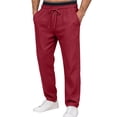 thumbnail image 3 of XUNKUSGA Mens Cotton Linen Pants Lightweight Casual Drawstring Elastic Waist Pants for Men Classic Soild Color Summer Beach Trousers with Pockets,Red,M, 3 of 5