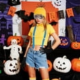 thumbnail image 6 of 5PCS Yellow Costumes Accessories for Adults, Big Eyes Steampunk Goggles Yellow Beanie Knit Hats Black Gloves Suspenders Buttons Set for Halloween World Book Day Cosplay Fancy Dress Party, 6 of 7