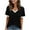 Black, variant on AherBiu Short Sleeve Tops for Women Color Blocked V Neck Summer Tees Stretch Comfy Basic Top Tshirt Blouse