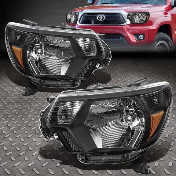 NUVISION for 12-15 Toyota Tacoma Black Housing Amber Corner Headlight Replacement Lamps