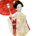 thumbnail image 6 of FashionCha 12" Japanese Geisha Handicraft Oriental Doll Ornament Sculpture Collectible Lady White and Gold, 6 of 9