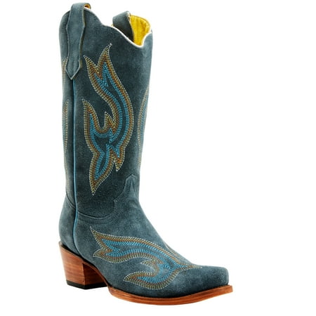 

Planet Cowboy Women s Steel My Blues Psychedelic Suede Leather Western Boot Snip Blue 10 M US