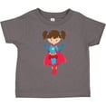thumbnail image 3 of Inktastic Superhero Girl, Cute Girl, Brown Hair, Red Cape Girls Toddler T-Shirt, 3 of 5