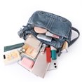 thumbnail image 2 of Bolso satchel informal para mujer, correa ajustable, bandolera, bolso de PU con cremallera (azul), 2 of 9
