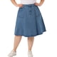 thumbnail image 1 of Falda de mezclilla de talla grande para mujeres, casual, de línea A, con bolsillos, falda midi, azul cielo 4X, 1 of 1