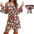 thumbnail image 1 of Conjunto de traje de discoteca hippie para mujer de los años 70 y 80, vestido de manga larga + diadema, 1 of 1