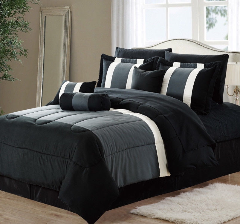 Serene Stripe California King Size 7-Piece Elegant ...