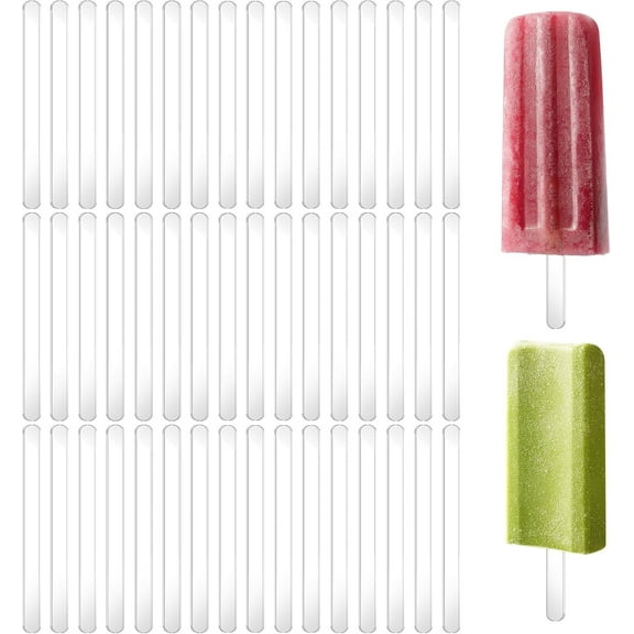 50Pcs Reusable Acrylic Popsicle Sticks 4.5 Inch Ice Cream Sticks Acrylic Cakesicle Sticks for Homemade Ice Cream Desserts DIY Art Crafts（Transparent）