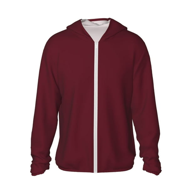 Fotbe Maroon Chaqueta con Protección Solar UPF 50+ para Hombre y Mujer, Camisa con Capucha y Bolsillos-Large