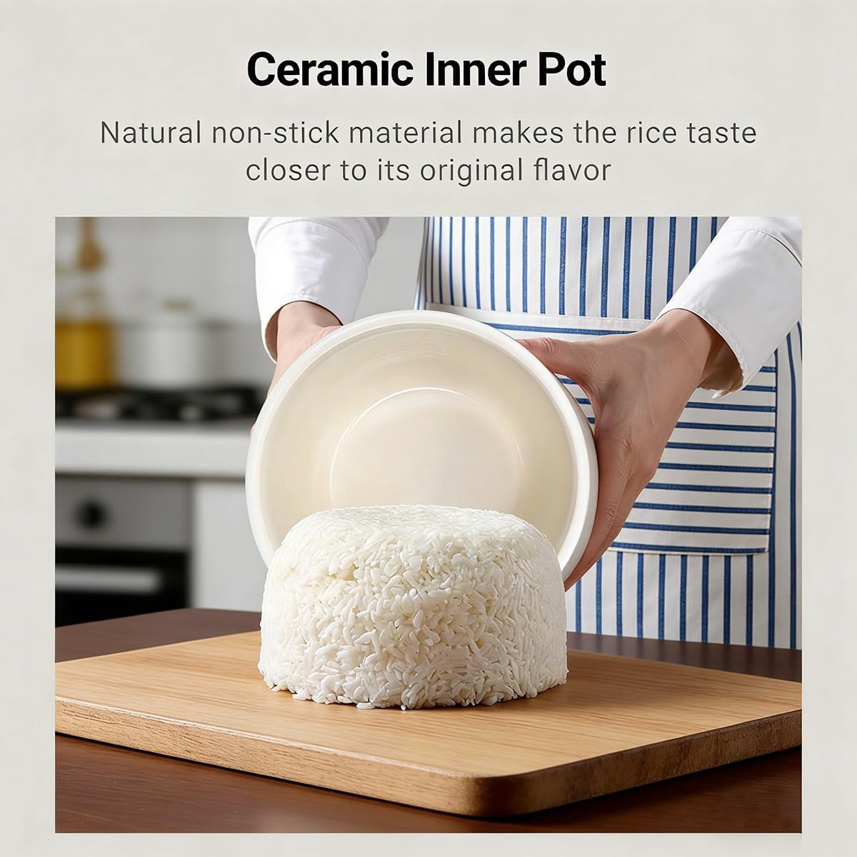 Portable 2L  Ceramic Rice Cooker, 6 Cups Cooked, 400W Non-Stick with 10 Functions & 24h Timer for Dorms Camping