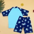 thumbnail image 4 of Stitch Bathing Suit Kids Toddler Boy Swim Set 3 Piece Swim Trunks Short Sleeve Swimwear Sets with Hat Rash Guard Swimsuit Bathing Suit Sky, 4 of 4