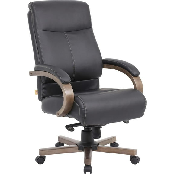 Lorell, Wood Base Leather High-back Executive Chair, 1 Each